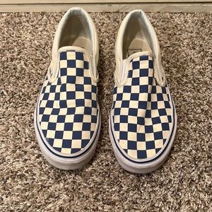 Slip on Blue Checkered Vans - Women’s size 8